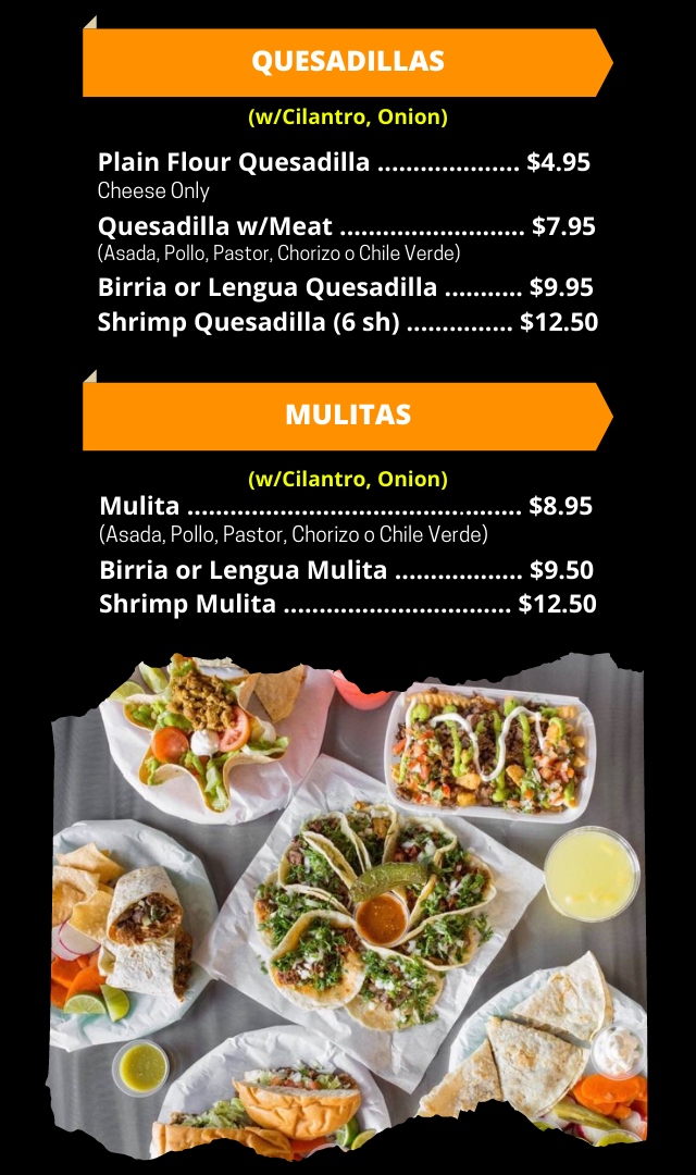 Menu Tacos El Guero